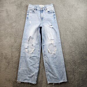 Hidden Nori Wide Leg Stretch Jean Womens Size 24 High Rise Destructed Light Blue